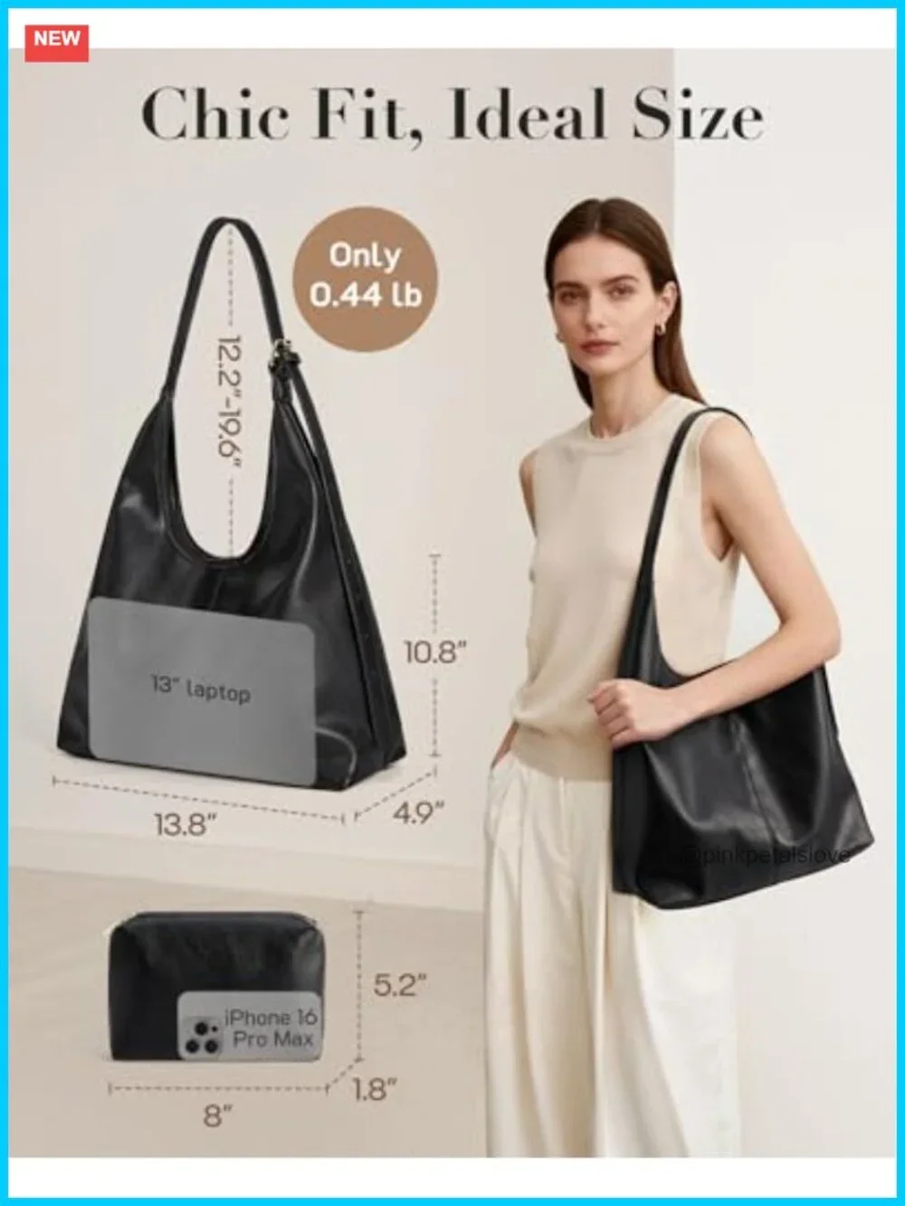 Soft Vegan Leather Hobo Bag with Pouch Shoulder Crossbody Tote